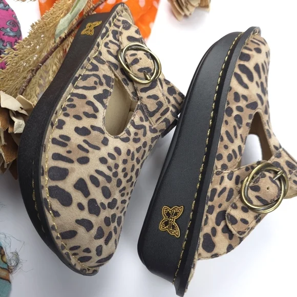 Alegria Leopard Print Women Clog Mule Nursing Shoes Sz 36 - Picture 5 of 10